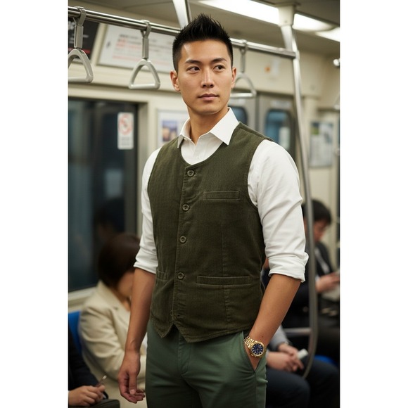 OKONKWO MFG. CO Other - NWT HTF Made in Japan Mens Olive Green Corduroy Military Waistcoat Vest XXL